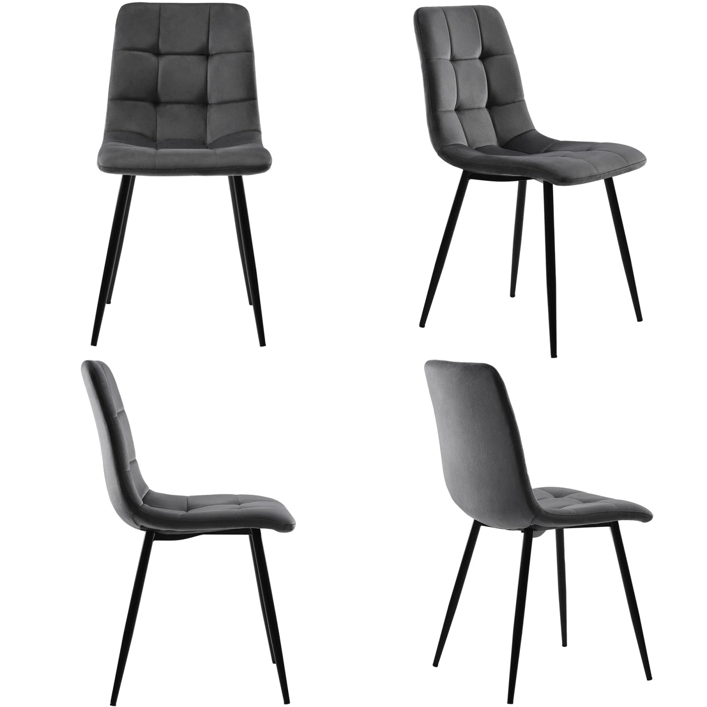 Comanlai 4 pieces Dining Chairs Set with Velvet Upholstered Backrest and Metal Legs,Living Room Chair f,Gray