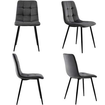 Comanlai 4 pieces Dining Chairs Set with Velvet Upholstered Backrest and Metal Legs,Living Room Chair f,Gray