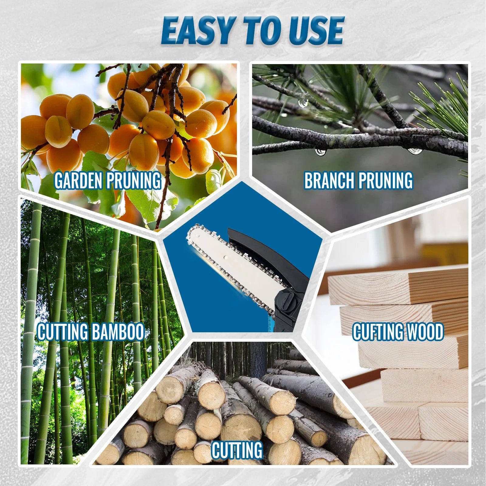 Mini Kettingzaag - Kettingzaag - Snoeizaag - Takkenzaag - Handzaag - Draadloze - 6 Inch - 450W - 3300RPM - 18V - Draagbaar en Veilig - voor Einhell Accu - QUORE