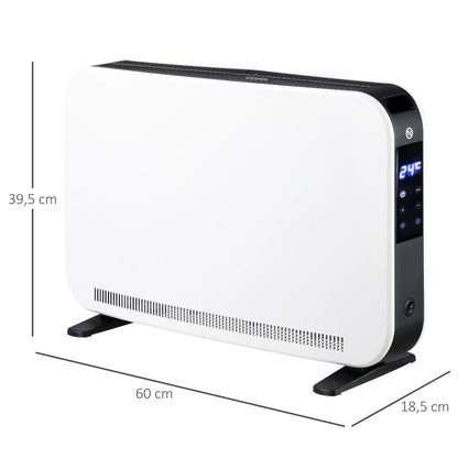 Elektrische Kachel - Ventilatorkachel - Laag Verbruik Kachel - 1830-2180W - met 3 Verwarmingsstanden - LED-Aanraakscherm - 220-240V - 50-60Hz - 12-18 m² - 60 x 18.5 x 39.5 cm - Wit