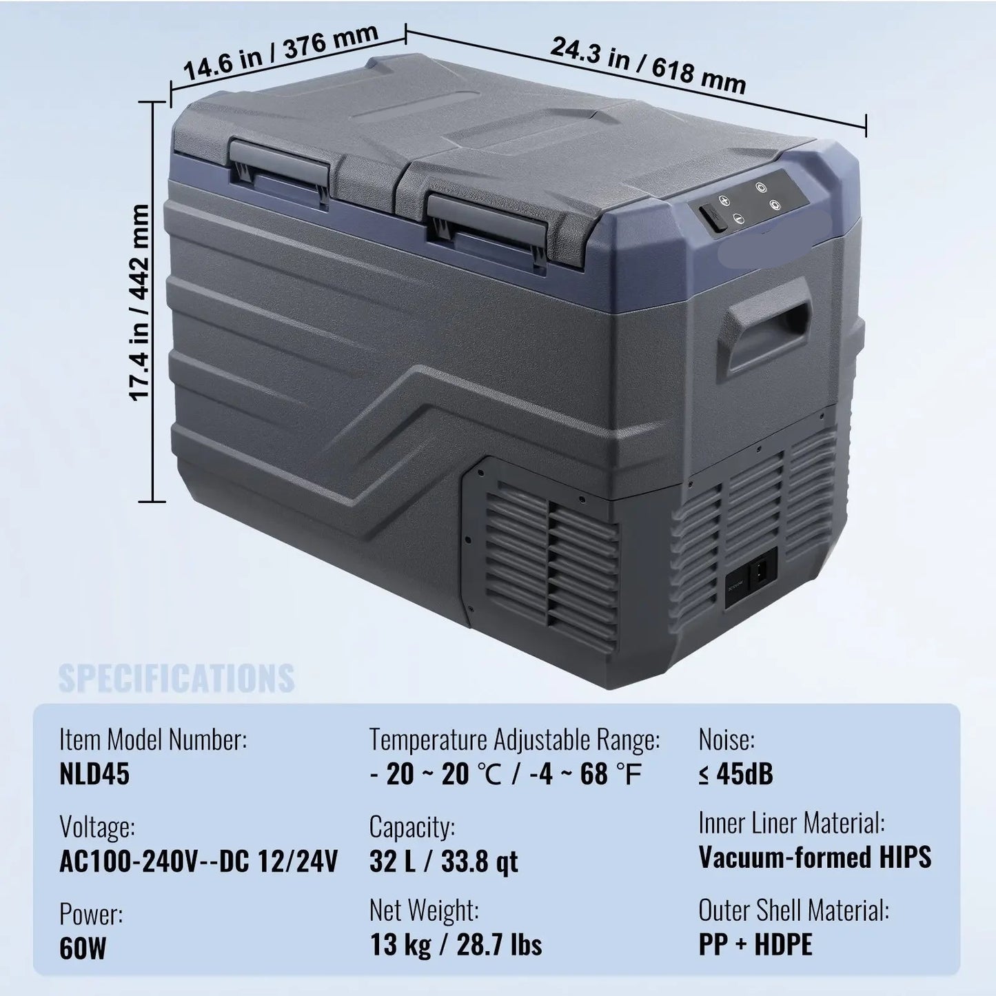 Elektrische Koelbox - Frigobox - Refrigerator - Car Fridge - Draagbaar - 32L - Dual Zone Compressor Koelbox - voor Auto, Camping en Reizen - Coolbox - Besturing via Bluetooth-app op smartphone