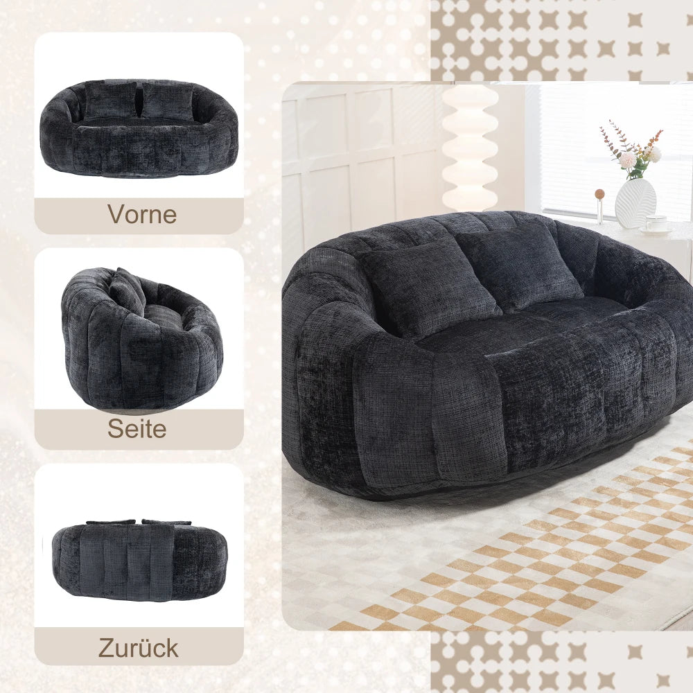 Zitzak – Zitzakstoel – Loungestoel – Zitzakbank – Relaxfauteuil – Hoge Rugleuning – Chenille Stof & Foamvulling - QUORE