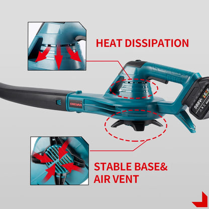 Bladblazer - 4500W - Elektrische Blazer - Luchtblazer - Hogedruk - Draagbaar & Draadloos - voor Stof - Rook en Bladeren - Compatibel met 18V Accu - 2 Accu's met 1 Lader
