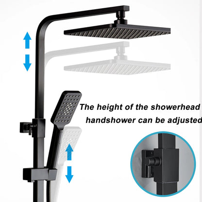 Douche - Regendouche - Douchewand - Douchekolom - Douchepanelen - Mat Thermostatische Regendoucheset met Digitaal Display en Verstelbare Hoogte (70-115 cm) - Zwart