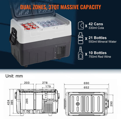 Auto Koelbox - Camping Koelkast - Auto Koelbox Compressor - 35L - 12V/24V - 45dB - Mini Compressor Koelkast - en Vriezer - Draagbare - Voor Camping - Auto - Caravan - Boot