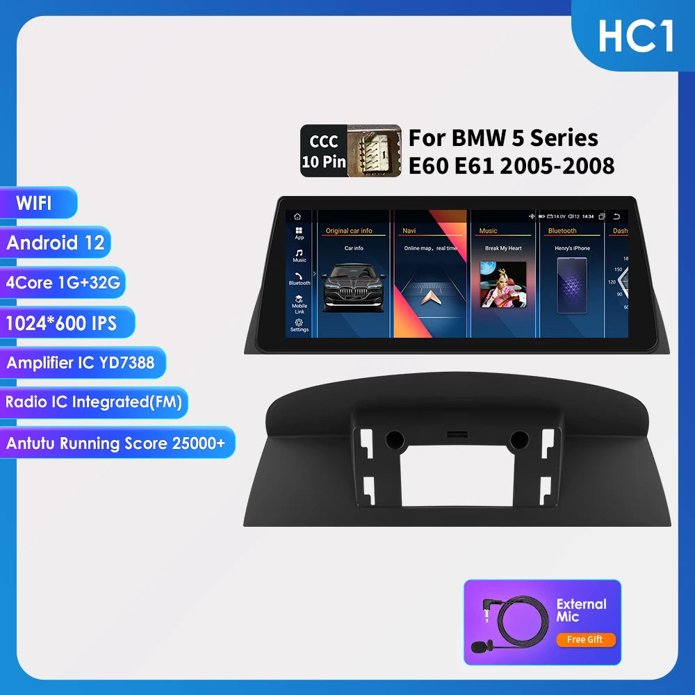 2din Android Car Radio Multimedia Video Player for BMW 5Series E60 E61 E63 E64 3Series E90 E91 E92 E93 Stereo GPS Carplay 4G RDS