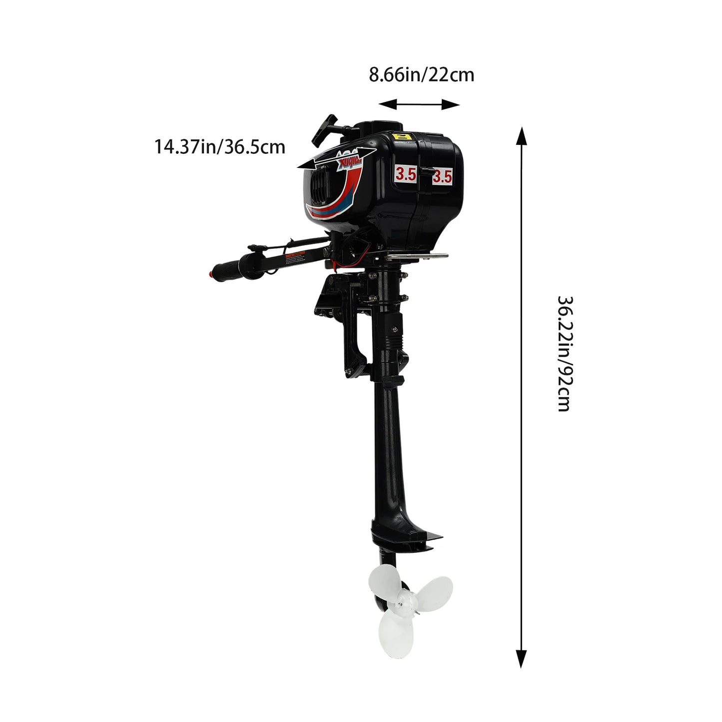 Buitenboordmotor – Compacte Motor – Watergekoelde Motor – Kleine Bootmotor – Vismotor – 52cc Motor – Aluminium Behuizing