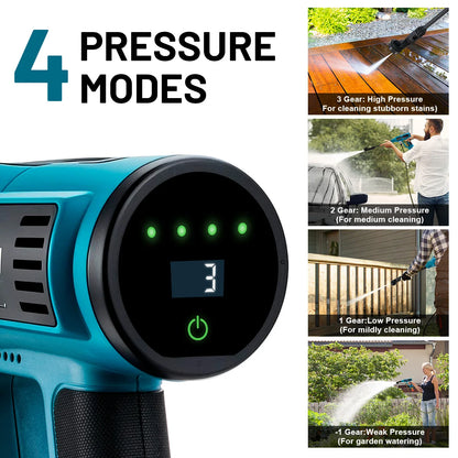 Hogedrukreiniger - Terrasreiniger - Hogedrukreiniger Accu - Elektrische Hogedrukreiniger - 250Bar  - Draadloos Spuitpistool - met 2 x Accu - Draagtas - voor Auto - Tuin - Terras - 18V - Blauw - QUORE