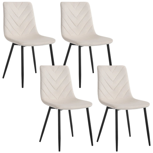 Eetkamerstoelset van 4 - Stoel - Woonkamerstoel - Eetkamer - 44 cm x 81 cm x 51 cm - Crème
