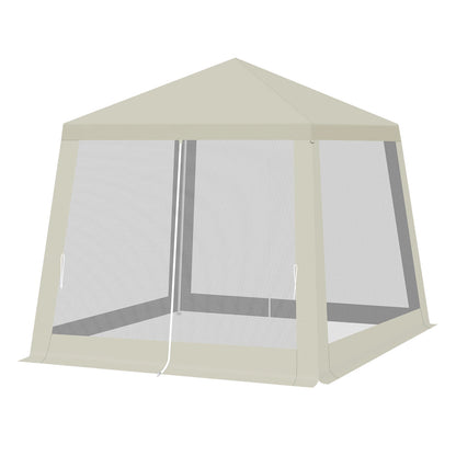 Tuinpaviljoen - Partytent - Tent - Easy up Partytent - 3x3m - met Muskietennet en Gaaswanden - Partytenten - Waterafstotende Tent voor Terras, Patio en Tuin - Eenvoudige Montage - Pergola - Paviljoen - Wit