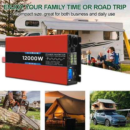 Omvormer – Spanningsomvormer – Inverter – Converter – Zuivere Sinusgolf – 12V/24V Naar 220V – 5000W Continu Vermogen – LED Display - QUORE