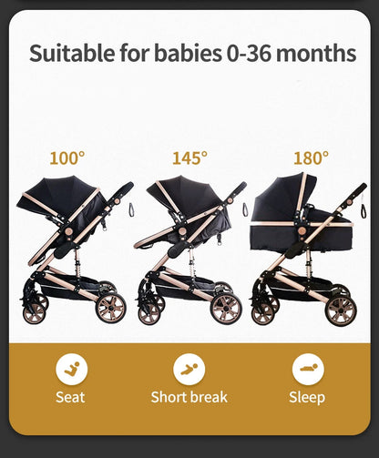 Kinderwagen - Buggy - Baby Kinderwagen 3 in 1 - Luxe Draagbare Reiswieg met Aluminium Frame - Opvouwbare Wandelwagen - Hoog Landschap Babywagen - Bordeaux Rood