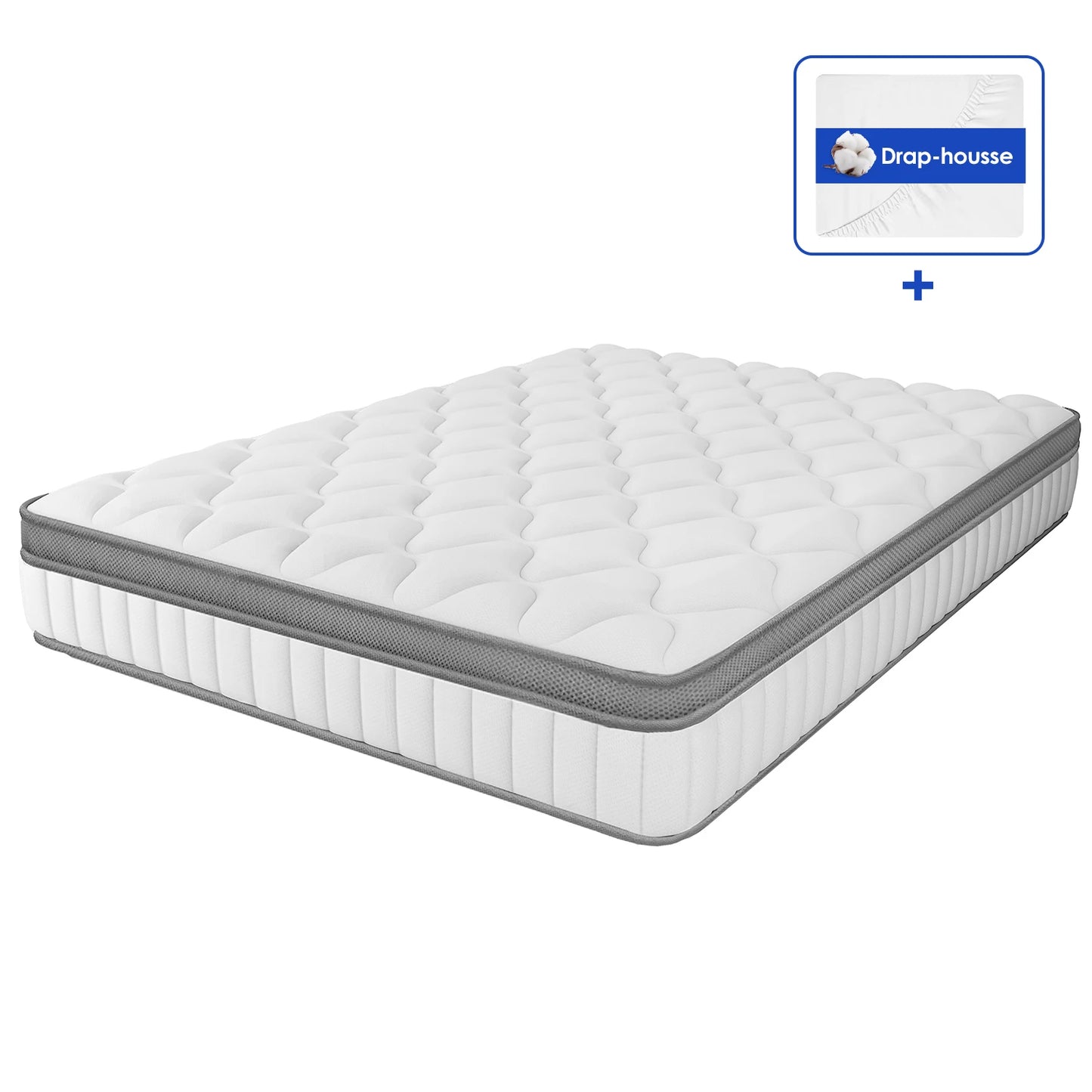 Matras – Slaapmatras – Pocketmatras – Traagschuimmatras – Orthopedisch Matras – 140x200x22 cm – 7-Zone Ondersteuning – Ademend Katoen
