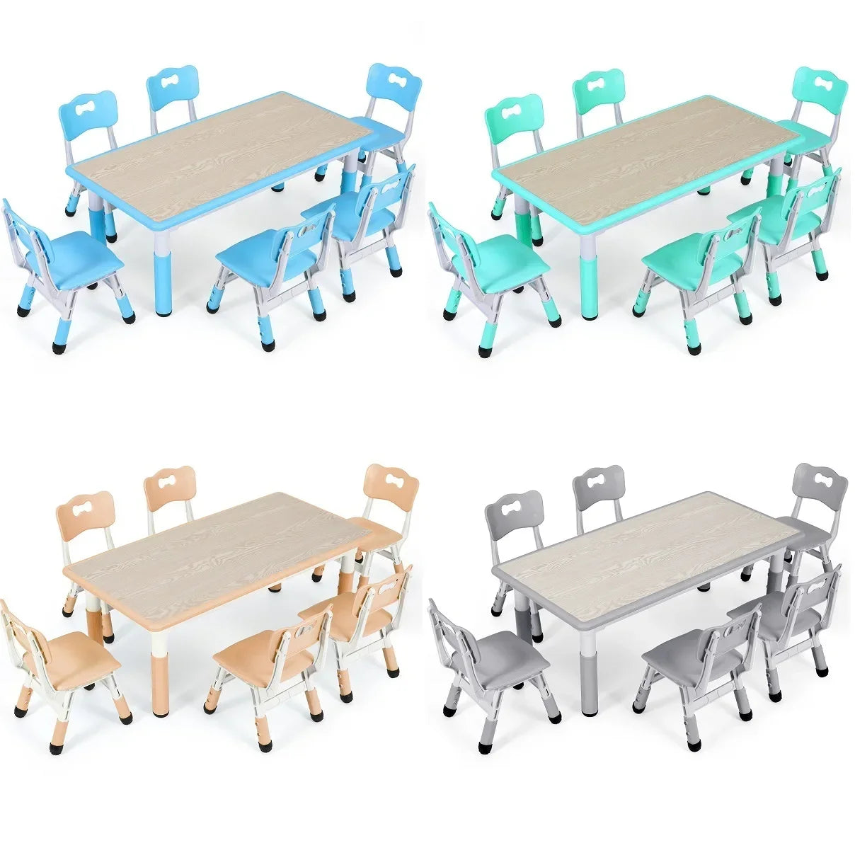 Kinder Tafel – Kindertafel – Speeltafel – Knutseltafel – Verstelbare Stoelenset – Verstelbare Hoogte – Stevige Balkconstructie - QUORE