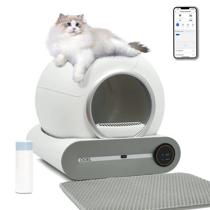 Automatische Kattenbak – Zelfreinigende Bak – Slimme Kattenbak – Kattenbak Met App – 65 Liter – Sensor Met Gewichtdetectie