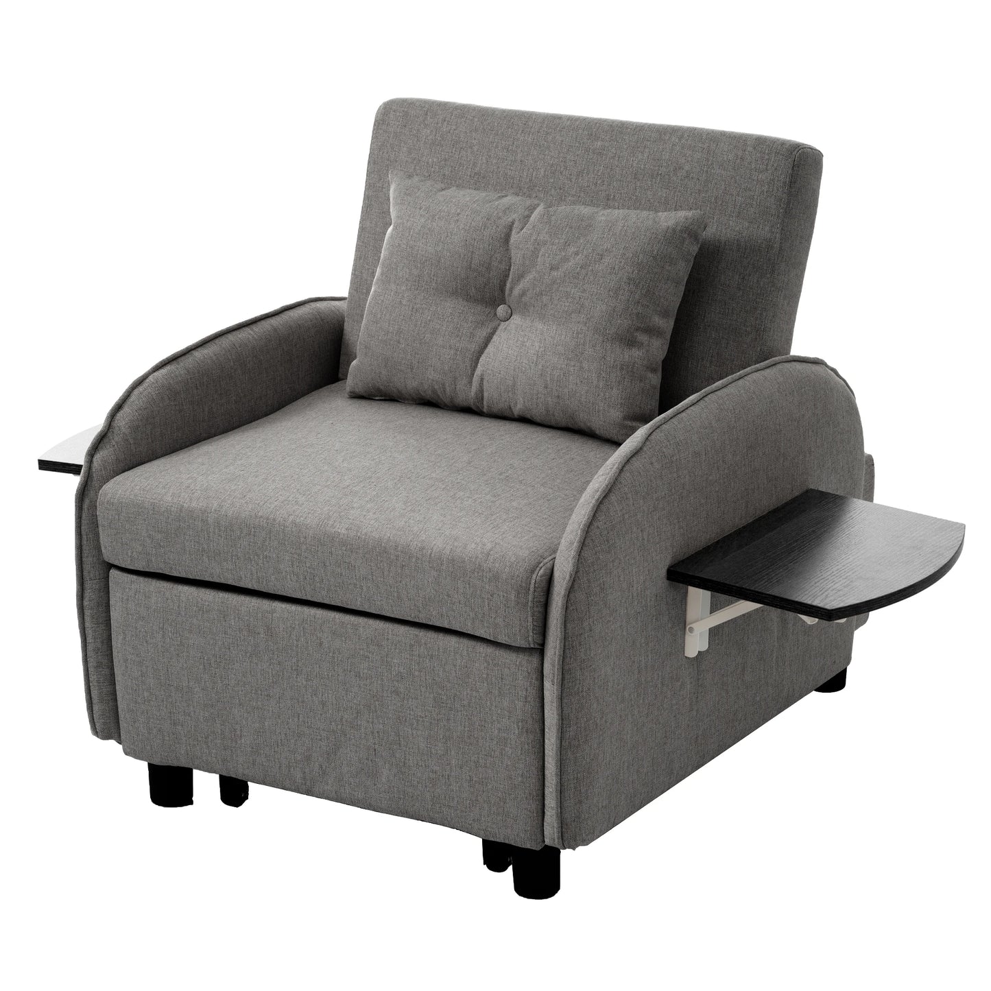 Slaapbank - Slaapstoel - Logeerbed - Klapstoel - Opvouwbare Eenpersoonsbank - Met Bedfunctie - Drievoudig Verstelbare - Opklapbaar - 123 x 74-167 x 78 cm - Donkergrijs