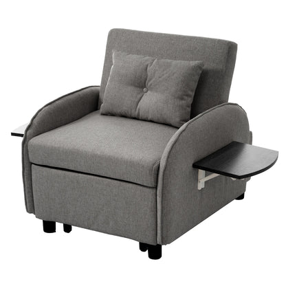 Slaapbank - Slaapstoel - Logeerbed - Klapstoel - Opvouwbare Eenpersoonsbank - Met Bedfunctie - Drievoudig Verstelbare - Opklapbaar - 123 x 74-167 x 78 cm - Donkergrijs