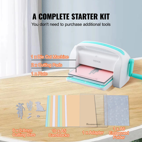 VEVOR Embossing Machine - Stansmachine - Scrapbooking - 6 inch Opening - Inclusief Starter Kit - Scrapbooking en Kaarten Maken - QUORE