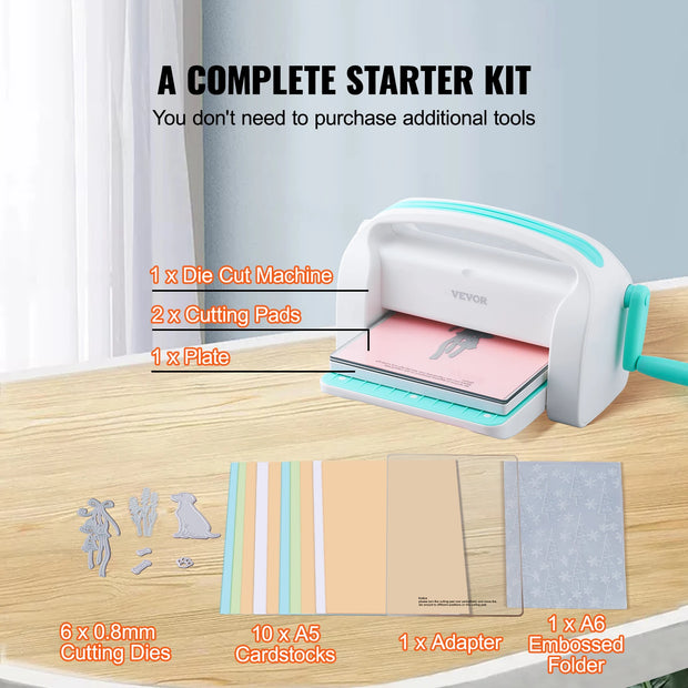VEVOR Embossing Machine - Stansmachine - Scrapbooking - 6 inch Opening - Inclusief Starter Kit - Scrapbooking en Kaarten Maken - QUORE