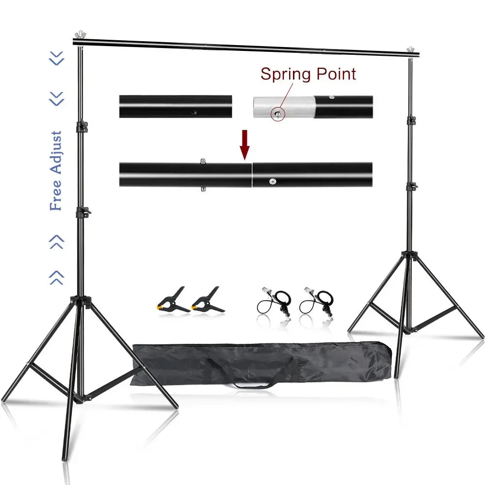 SH Background Stand Support System Photography Studio Backdrop Kit Holder with Carry Bag for Muslins Backdrops,Paper and Canvas - QUORE