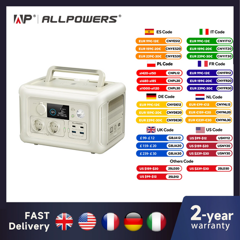 Powerstation - Powerstations - Stroomgenerator - - R600 - 299Wh 600W Powerstation - met AC stopcontacten LiFePO4 Batterij - voor Thuis Tenten Buiten RV Kamperen - Wit