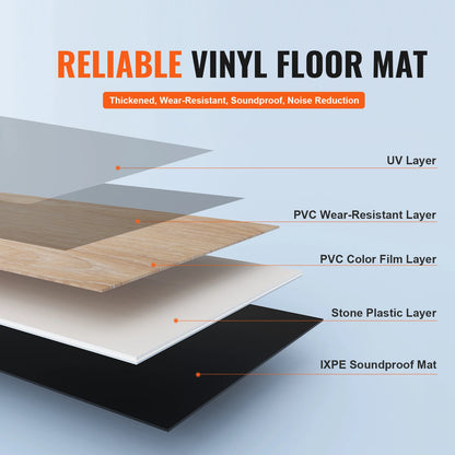 Vinyl Vloer - Vinyl Tegels - Vinyl Tegels Vloer - In elkaar grijpende Vinyl Vloertegels - 1220 X 185mm 10 Tegels - 5,5mm Dik - DIY Vloerbedekking voor Keuken - Donker Bruin