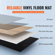 Vinyl Vloer - Vinyl Tegels - Vinyl Tegels Vloer - In elkaar grijpende Vinyl Vloertegels - 1220 X 185mm 10 Tegels - 5,5mm Dik - DIY Vloerbedekking voor Keuken - Donker Bruin