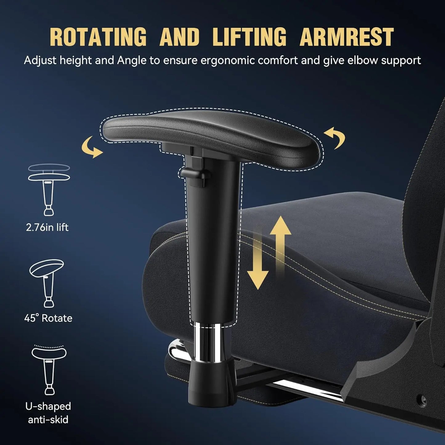 Gaming Stoel - Ergonomische Bureaustoel - Stoelen - Bureaustoelen - met Massage Lendensteun -Uitschuifbare Voetsteun - Suède Stof - Verstelbare Rugleuning - Comfortabele Armleuningen - Blauw