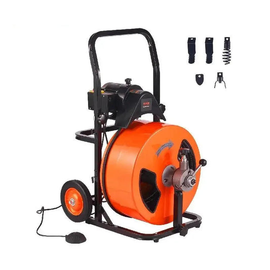Afvoerreinigingsmachine – Rioolontstopper – Drain Cleaner – Leidingsreiniger – Verstoptingsverwijderaar – 30 Meter Stalen Kabel – Automatische Kabelinvoer
