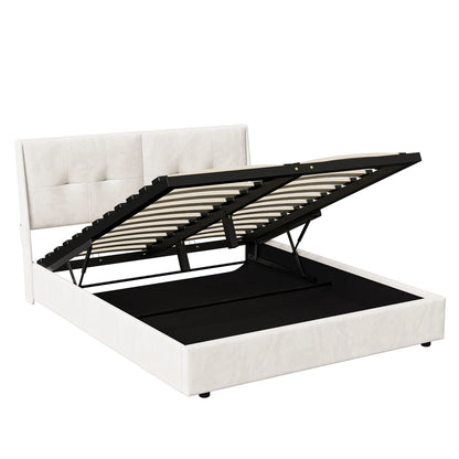 Bed – Modern Bed – Opbergbed – Slaapbed – Velvet Bed – LED-Verlichting – Ruime Opbergruimte