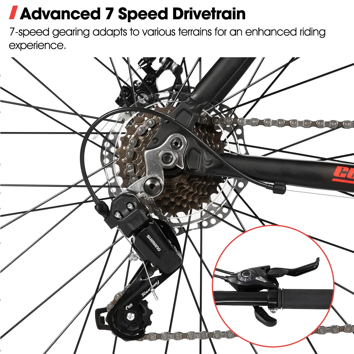 Hiland 700C Men's and Women's Road Bike, Lightweight Aluminum Frame, 7-Speed Dual Disc Brake Racing, 28-Inch Commuter Road Bike - QUORE