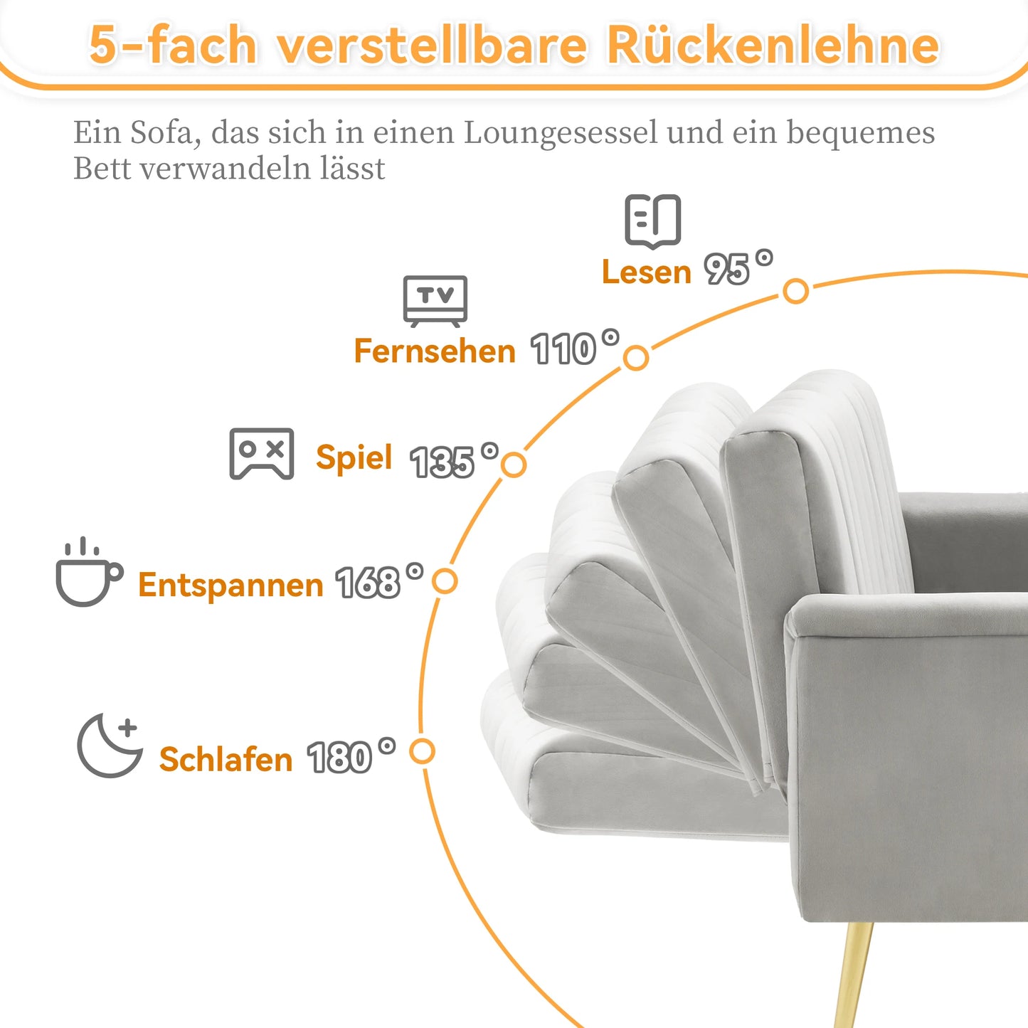 Velvet slaapbank – folding sofa bed – extra slaapbank – slaapbank – bedbank – Verstelbare rugleuning in 5 standen – Royale ligoppervlakte 220x104 cm