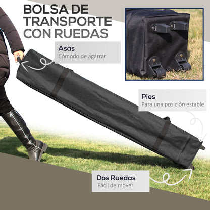 Tuinpaviljoen - Vouwtent – Pop-Up Tent – Opvouwbare Tent – Beschutting Tent – Verstelbare Hoogte – Waterafstotend Oxford Polyester – Metalen Frame - 4 x 4 m - Crème - QUORE