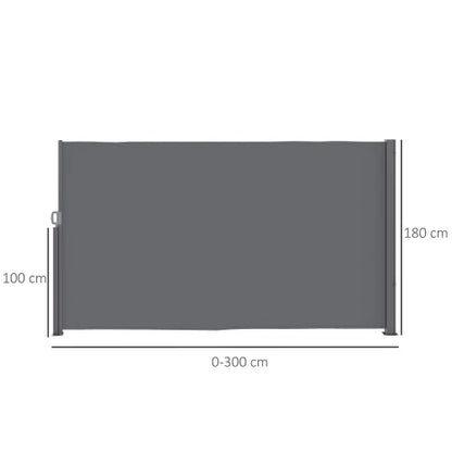 Windscherm - Tuinscherm - Uitschuifbare Zijluifel - Opvouwbare Windschermen - 300x180cm - Opaak Privacy Scherm met Muurbeugel – Windbescherming & Zonwering
