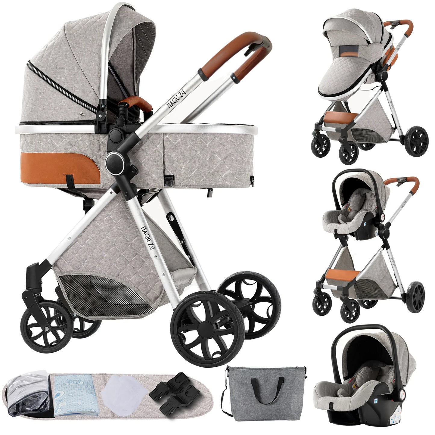 Baby High Landscape Lightweight Prams 3-in-1 Baby Stroller Travel System Carriages for Newborns Pushichair Car Seat Stroller
