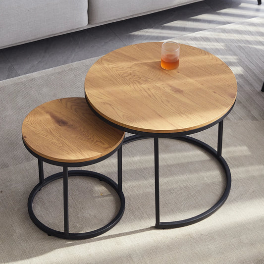 Round Coffee Table - Scandinavian Coffee Table 2 In 1 - Round Tea Table - Tea Table Set - Modern Tea Table - Side Table - Set - Living Room.