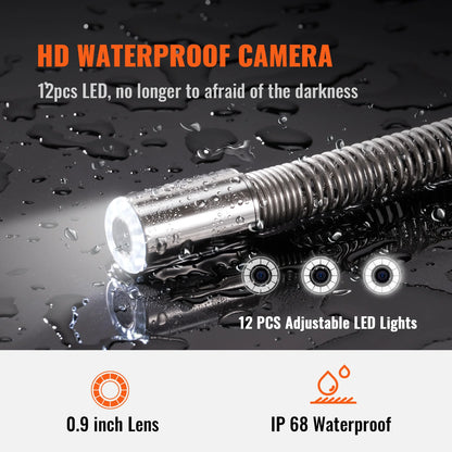 Rioolinspectiecamera – Afvoerinspectiecamera – Pijpinspectiecamera – Leidingcamera – Septic Camera – 9 Inch Kleurenscherm – 50m Kabel IP68 Waterdicht
