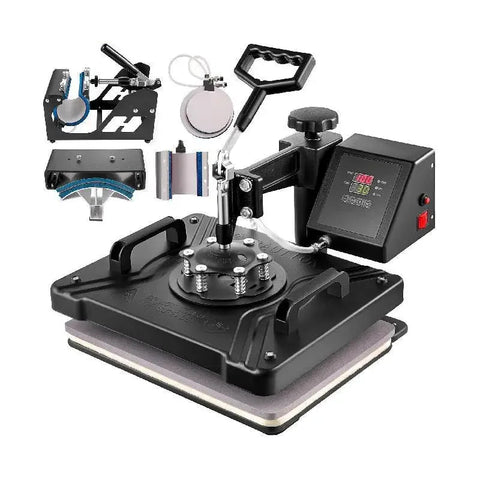 6-in-1 Hittepersmachine – 12x15 Inch Multifunctionele Sublimatie Pers – T-Shirts, Mokken, Hoeden & Borden