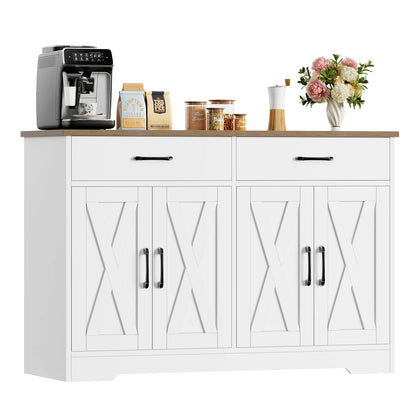 Keukenkast – Dressoir – Buffetkast – Opbergkast – Woonkamerkast – Wit/Zwart – 120 cm Breed – Krassen- en Vochtbestendig Hout - QUORE