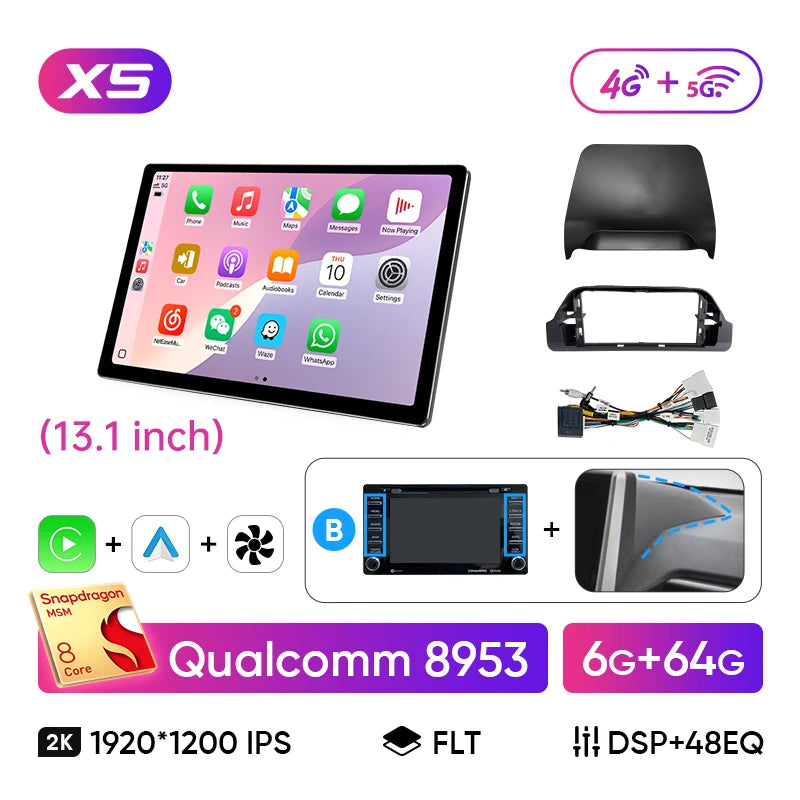 Autoradio – Multimedia Speler – Auto Audio – Touchscreen Radio – Inbouw Radio – 13,1 Inch 2K Scherm – Draadloos CarPlay & Android Auto