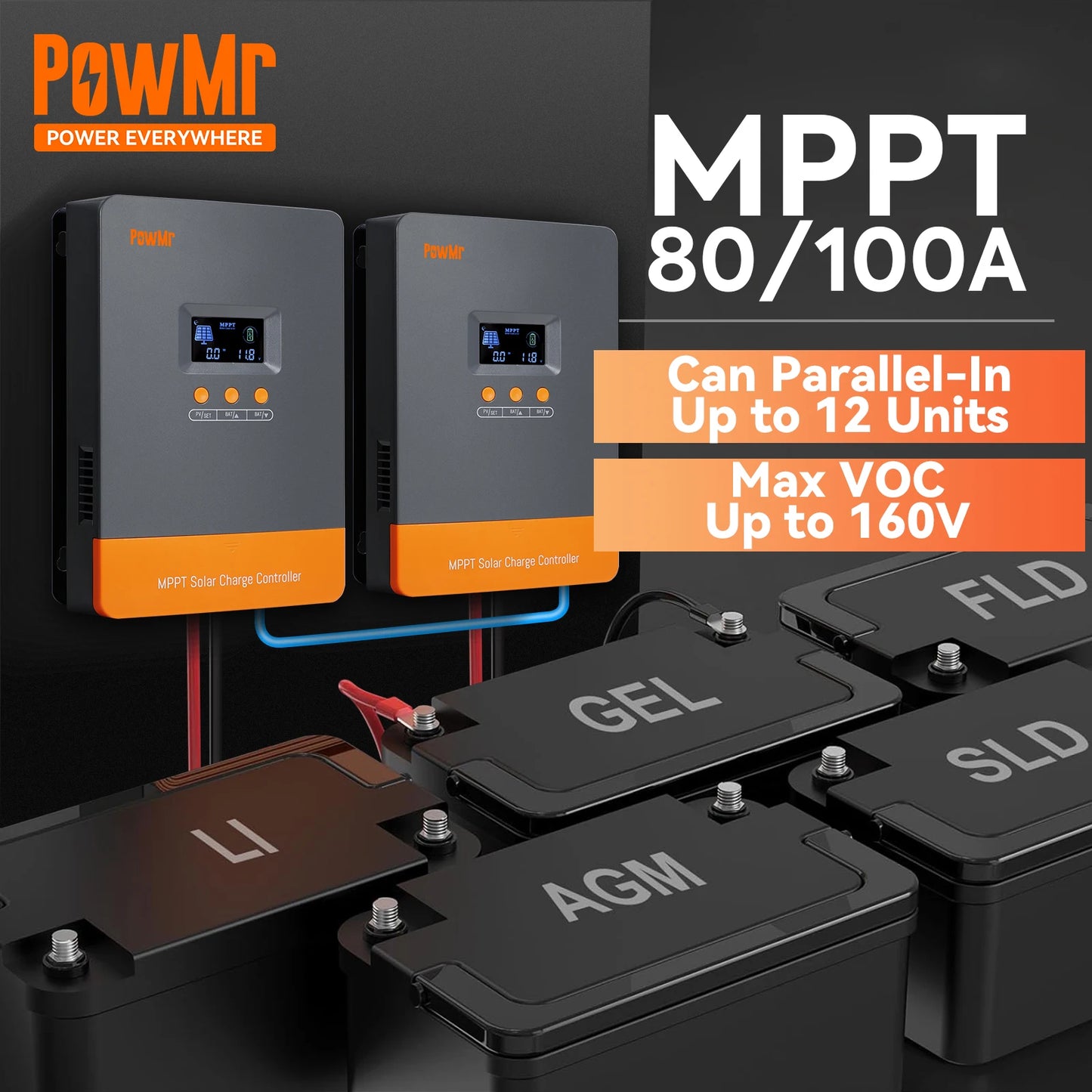 MPPT Zonnepaneel Ladingsregelaar – Zonne-energie Controller – Accu Lader – Solar Regulator – Batterij Oplader – 80A MPPT Variant – Maximaal Vermogen – Parallel Schakelbaar