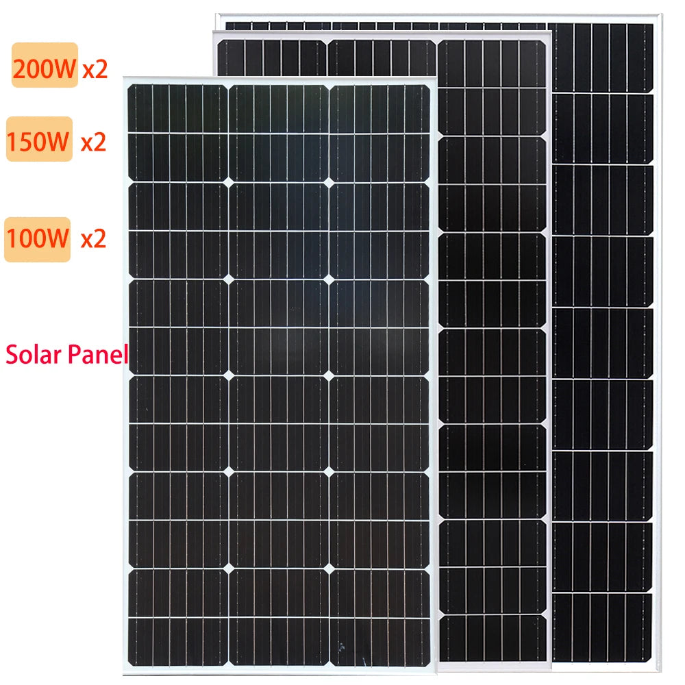Zonnepaneel - Zonnepanelen - Monokristallijn - Set van 2 - 100W - Rigid Glass - Waterdicht - Lichtgewicht - On-Grid/Off-Grid Gebruik - Hoge Efficiëntie