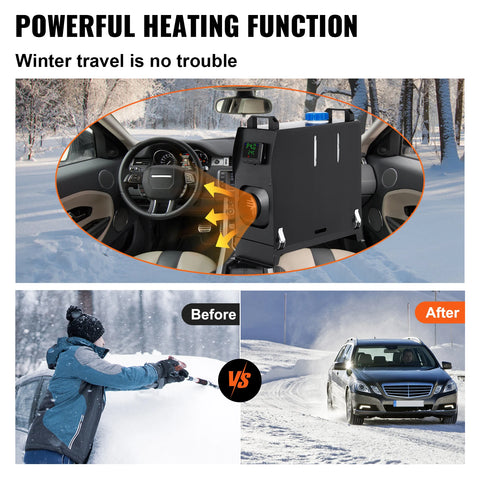 Diesel Heater - Auto Heater - Parkeer Heater - Diesel Heater - 8KW - 12V - Eén Gat voor Stopcontact - met Zwarte LCD Schakelaar - Snel Verwarmende Heater - Zwart