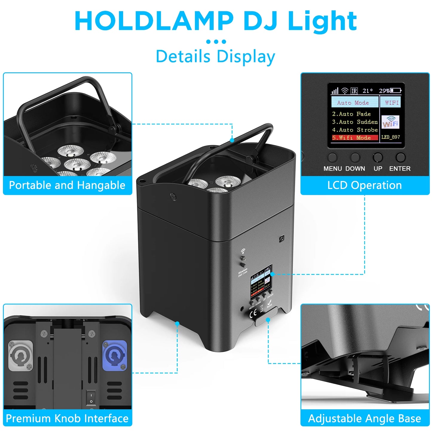 Draadloze Par Verlichting – Stage Licht – LED Spot – DJ Verlichting – Feestverlichting – 4 Stuks Met Draagtas – 80W Met Ingebouwde Accu – RGBWA+UV Kleuren
