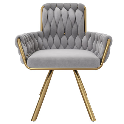 Eetkamerstoel – Set van 4 - Fluwelen Stoel – Comfortabele Stoel – Draaistoel – 360° Draaibaar – Hoge Rugleuning – Stalen Frame - Grijs