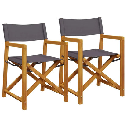 Tuinstoel – Set van 2 - Klapstoel – Vouwstoel – Campingstoel – Balkonstoel – Massief Acaciahout – Donkergrijze Polyesterstoel - 54 x 53.5 x 85.5 cm - Donkergrijs