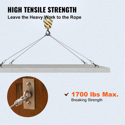 Wire Rope - Wire Rope - Wire Rope with Loops - 7x7 Wire Rope - 500FT - for Railing/Deck DIY