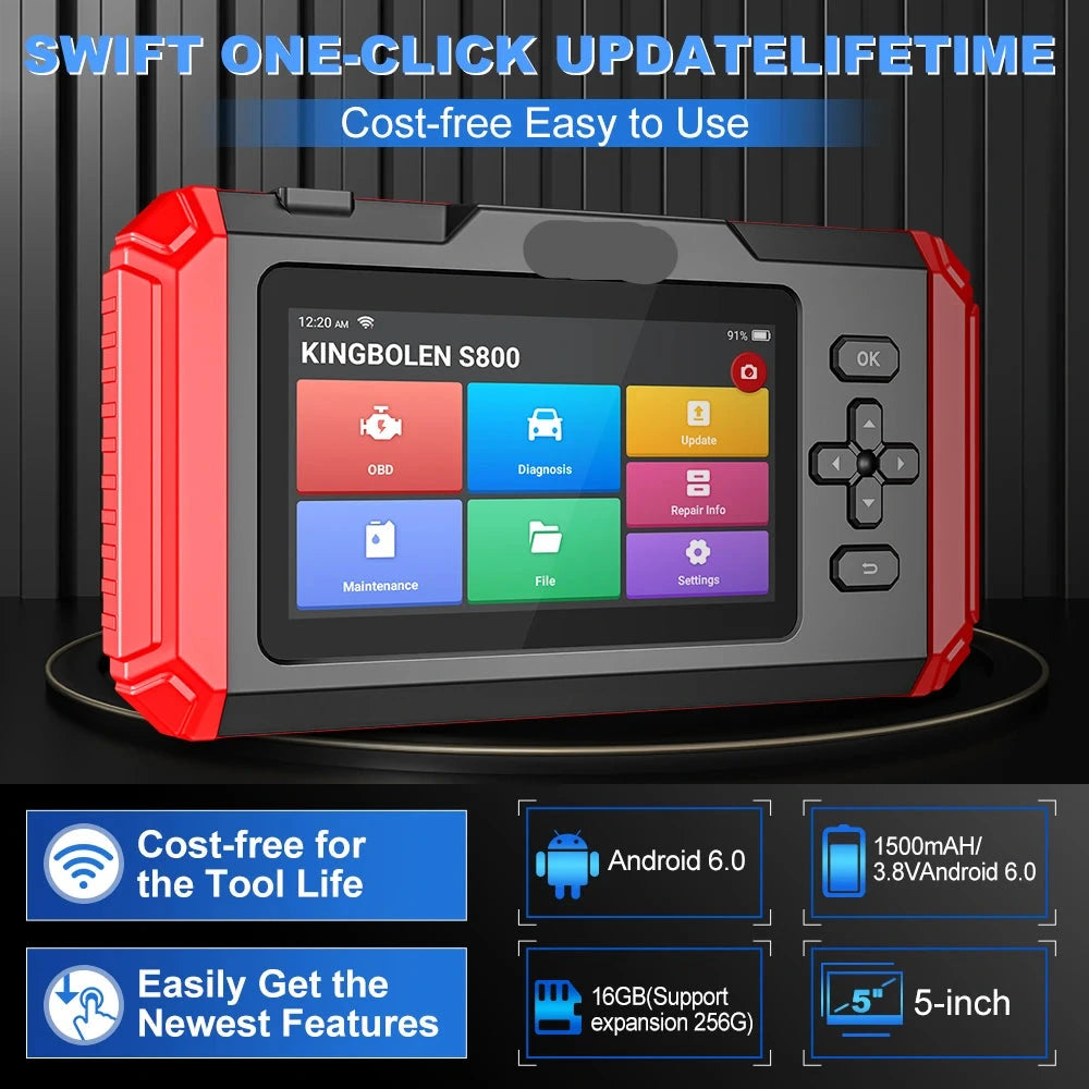 OBD2 Scanner – Autodiagnose Tool – Foutcode Lezer – Voertuigscanner – Diagnose Scanner – 5-Inch Hd Touchscreen – Wifi Updates