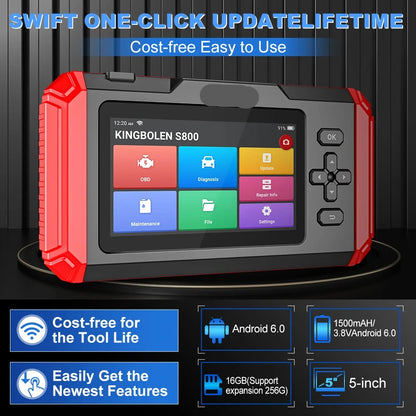 OBD2 Scanner – Autodiagnose Tool – Foutcode Lezer – Voertuigscanner – Diagnose Scanner – 5-Inch Hd Touchscreen – Wifi Updates