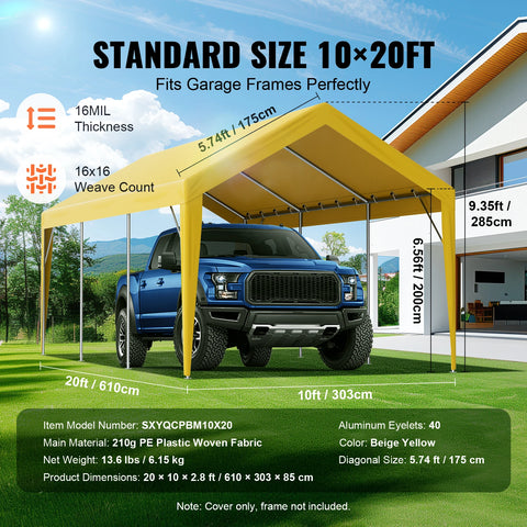 Garagetent - Tent - Partytent - Carport Tent - Carport Tent - Garagetent - Vervangende Garagetent - 7,5inch - Heavy-Duty Waterdicht & UV Beschermd - Geel